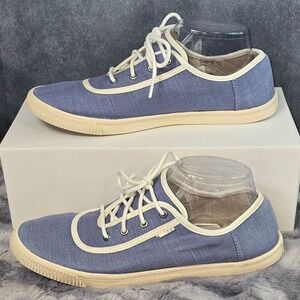 TOMS Carmel Infinity Blue Heritage  Canvas Sneakers Lace Up Low Top Size 9.5